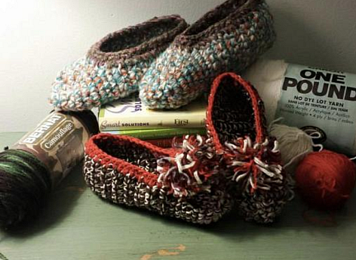 Several shoes that are knit